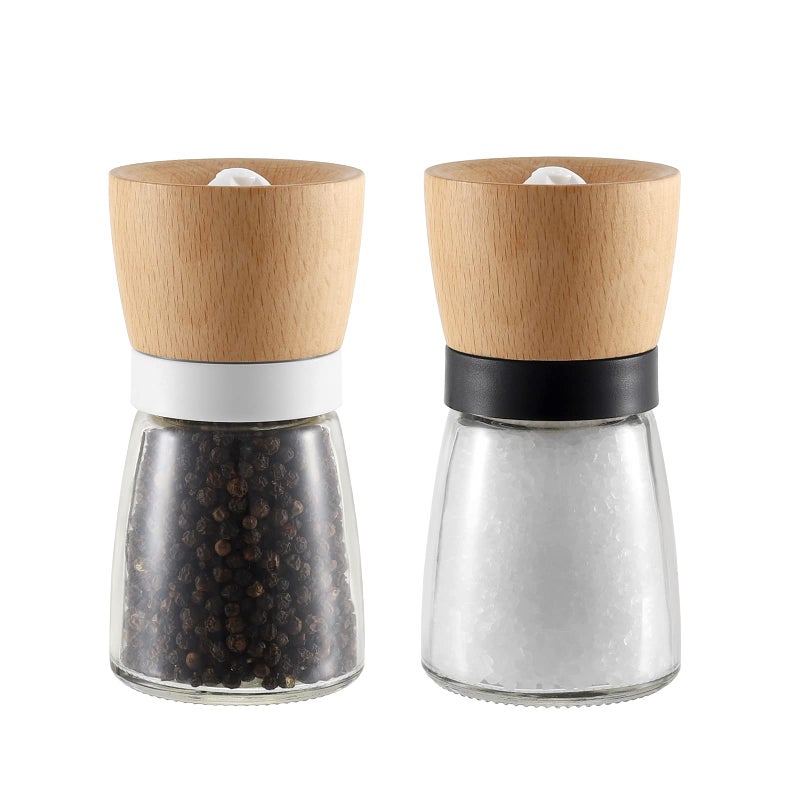 VEVOK CHEF Wooden Salt and Pepper Grinder Adjustable Coarseness Ceramic Wood Pepper Grinder Black Pepper Sea Salt Mill Grinder for Kitchen Seasoning Salt and Pepper Shaker Set Chef Gift - Image 1